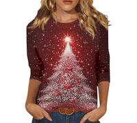 Genérico Jersey Navideño Mujer Sudadera Mujer - Impresión Hortera Camiseta Polar Ropa Christmas Sweater Gracioso Blusa Casual Termica Mulher Fiesta Xmas Print Punto Invierno Tops Rojo Intenso XXL