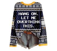 Genérico Jersey Navideño Mujer Ugly Suéter Navideño De Punto Christmas Sweater Woman Ugly Sudadera Algodón Sudaderas Navideñas para Cuello Suéter De Punto De Top Invierno