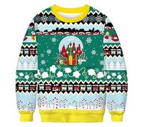 Genérico Jersey Navideño para Hombre Divertido 3D Sudadera de Navidad Merry Christmas Jersey de Navidad Suéter de Navidad Familia Merry Christmas Jumper Xmas Suéter de Punto Sudadera de Navidad