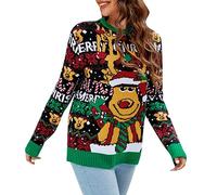 Genérico Jersey Navideño - Suéter Navideño de muñeco de Nieve de Navidad Informal Europeo y Americano suéter de Punto de Navidad de Animados de otoño e Invierno para Mujer (Orange L)