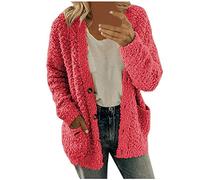 Genérico Jersey Oversize para mujer - Top para mujer, algodón, talla grande, Outwear con botón alto, cálido, tops casuales, sudaderas, cómodas, otoño, invierno, tops de manga larga, suéter al aire