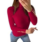 Genérico Jersey para mujer con cuello en v y vestido, Vino, M