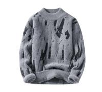 Genérico Jersey Vestir Hombre, Sweater Hombre, con Diseño De Agujeros Y Corte Oversized Estilo Retro Y Versátil Suéter Fit Cómodo Jersey Ideal para Uso Diario O Estilo Casual