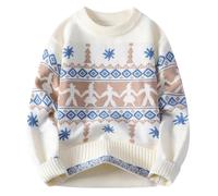 Genérico Jerseys Hombre - Jersey Hombre Punto Suéter de Punto con Cuello Redondo para Invierno diseño de patrón Jersey Informal Prenda de Punto para jóvenes Adultos Acogedor y Elegante(White L)