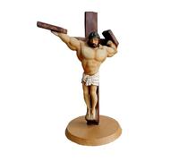 Generico Jesús Figurine - 20 x 13 x 10 cm Resin Cross Statue, Funny Muscular Religious Ornament | Catholic Sculpture Desk Accent For Living Room Bedroom Office Entryway Mantel Bar Indoor Housewarming