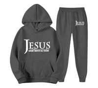 Generico Jesus Loves You - Chándal para hombre con capucha para hombre, de gran tamaño, para deporte, tiempo libre, manga larga, para entrenamiento, streetwear, Y2K Jogging, gris oscuro, M
