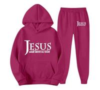 Generico Jesus Loves You - Chándal para hombre con capucha para hombre, de gran tamaño, para deporte, tiempo libre, manga larga, para entrenamiento, streetwear, Y2K Jogging, fucsia, XXXL