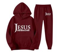 Generico Jesus Loves You - Chándal para hombre con capucha para hombre, de gran tamaño, para deporte, tiempo libre, manga larga, para entrenamiento, streetwear, Y2K Jogging, rojo, M