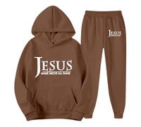 Generico Jesus Loves You - Chándal para hombre con capucha para hombre, de gran tamaño, para deporte, tiempo libre, manga larga, para entrenamiento, streetwear, Y2K Jogging, marrón, XXL