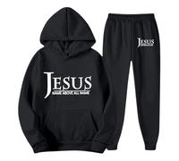 Generico Jesus Loves You - Chándal para hombre con capucha para hombre, de gran tamaño, para deporte, tiempo libre, manga larga, para entrenamiento, streetwear, Y2K Jogging, Negro , L