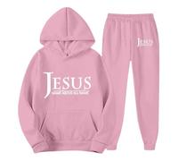 Generico Jesus Loves You - Chándal para hombre con capucha para hombre, de gran tamaño, para deporte, tiempo libre, manga larga, para entrenamiento, streetwear, Y2K Jogging, Rosa, L