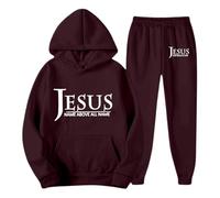 Generico Jesus Loves You - Chándal para hombre con capucha para hombre, de gran tamaño, para deporte, tiempo libre, manga larga, para entrenamiento, streetwear, Y2K Jogging, burdeos, XXL