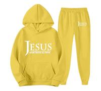 Generico Jesus Loves You - Chándal para hombre con capucha para hombre, de gran tamaño, para deporte, tiempo libre, manga larga, para entrenamiento, streetwear, Y2K Jogging, amarillo, XL