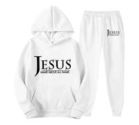 Generico Jesus Loves You - Chándal para hombre con capucha para hombre, de gran tamaño, para deporte, tiempo libre, manga larga, para entrenamiento, streetwear, Y2K Jogging, Color blanco., L