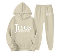 Generico Jesus Loves You - Chándal para hombre con capucha para hombre, de gran tamaño, para deporte, tiempo libre, manga larga, para entrenamiento, streetwear, Y2K Jogging, verde caqui, M