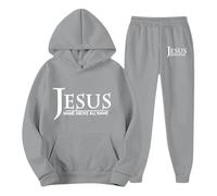 Generico Jesus Loves You - Chándal para hombre con capucha para hombre, de gran tamaño, para deporte, tiempo libre, manga larga, para entrenamiento, streetwear, Y2K Jogging, gris luminoso (ral 7035