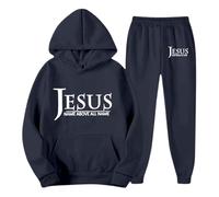 Generico Jesus Loves You - Chándal para hombre con capucha para hombre, de gran tamaño, para deporte, tiempo libre, manga larga, para entrenamiento, streetwear, Y2K Jogging, azul navy, XXXL