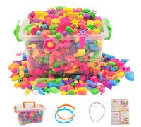 Genérico Jewelry Pop Beads - 188 Piece Kids Bead Set | ABS Colorful Craft Kit - -together bracelet and hair band jewelry making beads for creative girls aged 3 to 8