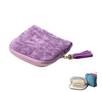 Genérico Jewelry Travel Bag with Zippered Pockets, Mini Soft Foldable Pouch Portable Organizer for Earrings Necklaces Rings - Travel Essential (Light Purple)