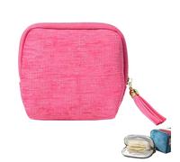 Genérico Jewelry Travel Bag with Zippered Pockets, Mini Soft Foldable Pouch Portable Organizer for Earrings Necklaces Rings - Travel Essential (Light Red)