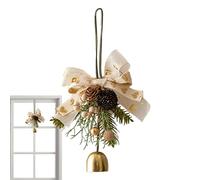 Genérico Jingle Bell Wreath Ornament - 3D Bow Pine Branch Detachable Pendant Handmade for Family Friends Holiday | Festive Hanging Decor with Metal Bells, Rustic Charm, and Reusable Design