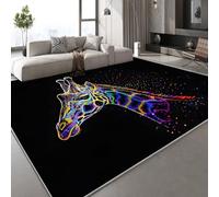 Genérico Jirafa Animal Alfombra Shaggy para Salón habitación de los Niños Dormitorio Brillante Abstracto Interior Suave de Pelo Corto Alfombra Antideslizante Muy Suave 150x210 cm