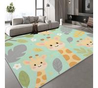Genérico Jirafa Hojas Alfombra Shaggy para Salón habitación de los Niños Dormitorio Pintado Lindo Interior Suave de Pelo Corto Alfombra Antideslizante Muy Suave 100x150 cm
