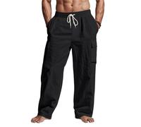 Genérico Joggeurs forrados de forro polar para hombres relaxed Fit Cargo Pants Stretchy Elastic Waist Loose Fit Lightweight Work Casual Cargo Pants with Multi Pockets Billetera Anime, Le Noir, 3XL