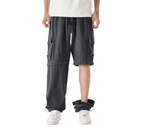 Genérico Jogging Baggy Hombre Pantalones casuales para hombres, ligeros, de senderismo, desmontables, para uso diario, con varios bolsillos, ideal para actividades primaverales y vales., gris, S