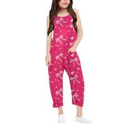 Genérico Jogging niño mono con tirantes casual en V impreso para niñas, color liso, holgado, informal, con bolsillo, ropa de primavera y verano (5-6 años)