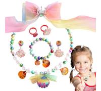 Genérico Joyas de pequeñas s, joyas de para niñas,7x Pendientes de collar de brazalete de princesa Mermaid Juego de pendientes | Accesorios de cosplay, decoraciones de fiesta de vestir para niños