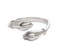 Genérico Joyas Manos creativas Anillo abierto Anillo Regalos Amor Abrazar Anillos conjuntos para mujeres Silicona Servilleta Manos (Silver, One Size)