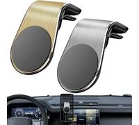 Genérico Joyeloo Phone Holder, Mobile Phone Navigation Magnetic Bracket, L Type 360° Rotatable Car Phone Mount, Non-Slip Vent Clip Magnetic Phone Holder, for Any Smartphone (Gold+Silver)