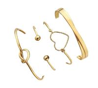 Genérico joyería elástica imán joyería melocotón geométrica pulsera 4 piezas set para hombre pulsera mensajes hombres anillos, A, Aluminio alloy, No es una piedra preciosa