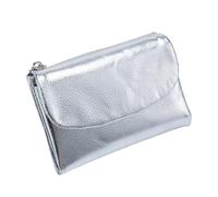 Genérico Joyfullygo Wallet Unisex Pebble Leather Wallet Relevantk Womens Soft Small with RFID Anti-Theft Protection Waterproof and Large Capacity (Linen Blue) (Silver)