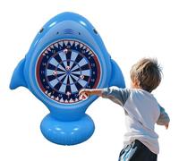 Genérico Juego Agua Dardos Inflable - Juego Lanzamiento Exterior Infantil | Objetivo Tiburón con 6 Pelotas, Juguete Salpicaduras Piscina para Verano Jardín Playa, Dardos Blandos Seguros Niños