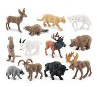 Generico Juego de 12 figuras mini animales árticos y polares, incluye alces, cabra salvaje, nutria, alce, castor, pronghorn, juguete para niños