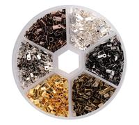 Genérico Juego de 1380 Piezas Terminales de Cordón de Hierro Plegables para Fabricación de Joyas, Accesorios de Joyería Resistentes Corrosión para Collares y Pulseras, Organizador de 6