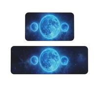 Genérico Juego de 2 Alfombra Cocina Juegos de Tapetes de Cocina Antideslizante, Suave, Resistente, Lavable a máquina, Alfombras Pasillo para Puerta, Lavadero, Comedo (Azul) 45x75cm+45x150cm kr-1138
