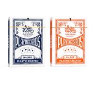 Generico Juego de 2 barajas de cartas de juego Poker Size plastificadas - Texas Hold'em, Poker, escala 40, Burraco - Paquete de 2 unidades (Club Special naranja/azul)