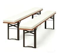 Genérico Juego De 2 Cojines para Bancos De Cervecería Almohadillas De Asiento Impermeables para Conjuntos De Mesas Bancos Interiores Exteriores Fundas Lavables Carpas De Fiesta,Cream,200x40x4cm