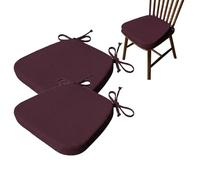 Genérico Juego De 2 Cojines Para Silla En Forma De U Con Cintas De Sujeción, Almohadillas De Asiento Antideslizantes 3 5 8cm De Grosor, Cojines Lavables Para Sillas De Comedor,Deep purple,40X38X33X3cm