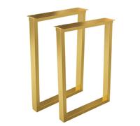 Genérico Juego de 2 Patas de Mesa de Tubo Industrial de Alta Resistencia, Patas de Escritorio de Acero y Metal para Bricolaje, Mesa de Comedor y de Centro, Banco de Trabajo, Acabado Dorado,