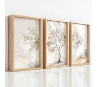 Genérico - Juego de 3 decoraciones de pared botánicas, impresión HD para salón, dormitorio, pósters, naturaleza, árbol, textura de mármol, etéreo Zen Sereno, sin marco, 50 x 70 cm