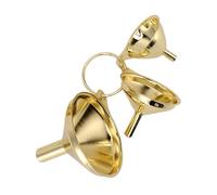 Generico Juego de 3 embudos de acero inoxidable dorado para rellenar botellas pequeñas y recipientes, utensilio de cocina para el hogar