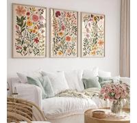 Genérico Juego de 3 láminas de arte mural - Cálido y fresco ramo de flores silvestres, lienzo decorativo para decorar con estilo tu sala de estar y dormitorio (40 x 50 cm)
