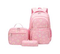 Genérico Juego De 3 Mochila Escolar Con bolsas Termica Porta Alimentos Y Estuche, Mochilas De Margaritas Para Niña, School Backpack, Regalo Para Niños