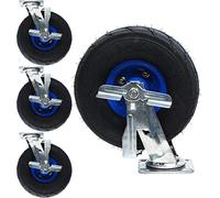 Genérico Juego de 4 Ruedas de Goma Resistentes de 8/10 Pulgadas, con Frenos Laterales, Ruedas silenciosas con cojinetes de Bolas Dobles, para Carretilla, Carretilla de Mano, Carro de herram