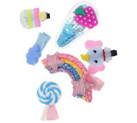 Genérico Juego de 5 Horquillas de Silicona Diseño de Arcoíris para Niña y Ñiño, Buen Agarre y Sujetan Bien el Cabello, Adecuado para Cumpleaños y Shower