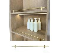 Genérico Juego de barandillas Decorativas de Aluminio para estantes, Sistema anticaída para zapateros y librerías, 71 cm (28 Pulgadas), Color Dorado, Ideal para Organiza